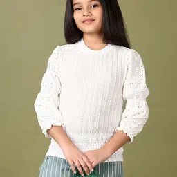 V-Mart Girls Self Design Cotton Regular Top-image-64
