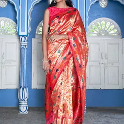 KALINI Woven Design Zari Silk Blend Ready to Wear Paithani Saree-picture-53