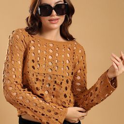 Kotty Women Ethnic Motifs Embroidered Regular Sheer Crop Top-picture-16