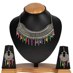 Oxidized Heaven Silver-Plated Necklace and Earrings-23