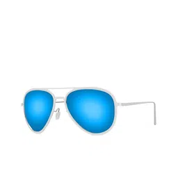 AUGEN Unisex Blue Lens & Silver-Toned Aviator Sunglasses with-45