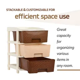 RUBOXA Beige & Brown 3-Layer Modular Storage Drawer Organiser image 2