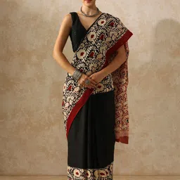 Moara Floral Pure Cotton Bagru Saree with Unstiched Blouse-picture-13