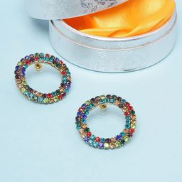 StyleCast Gold-Plated Artificial Stones Studded Circular Studs-image-21