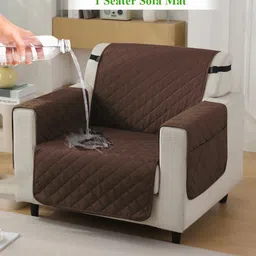 HOKIPO Brown Polyester 1 Seater Waterproof Sofa Seat Mat-image-71
