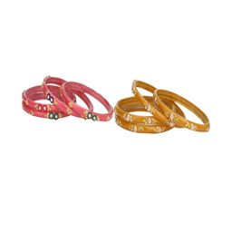 Somil Elegant Combo Glass Bangle Set | Handmade Traditional Chudi For Women | Perfect For Daily & Occasion Use, Combo Of 2 Set, Gajri, Yellow-image-69