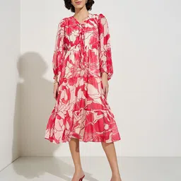 Honey by Pantaloons Floral Print Puff Sleeve A-Line Midi Dress-image-33