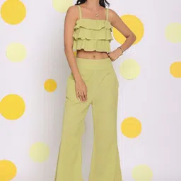 KAORI BY SHREYA AGARWAL Relaxed Fit Sleeveless Layered Crop Top With Trousers Co-Ords-picture-38