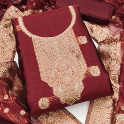 MANVAA Women Ethnic Motifs Woven Design Unstitched Dress Material-image-88