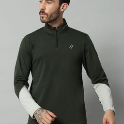 ATICX Men Brand Logo Colourblocked High Neck Compression T-shirt-image-101