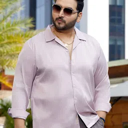 Instafab Plus Men Comfort Oversized Fit Cuban Collar Solid Cotton Casual Shirt-image-17