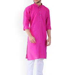 YOUTH ROBE Mandarin Collar Straight Kurta With Pyjamas-image-95