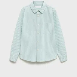 Mango Kids Boys Spread Collar Striped Opaque Casual Shirt-picture-37