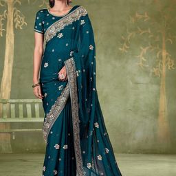 KALINI Ethnic Motifs Embroidered Zardozi Saree-image-50