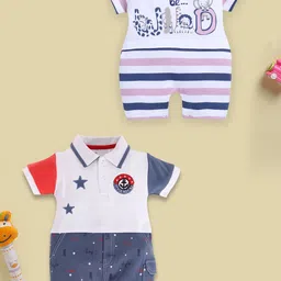 BABY GO Infant Boys Pack Of 2 Printed Pure Cotton Rompers-image-71
