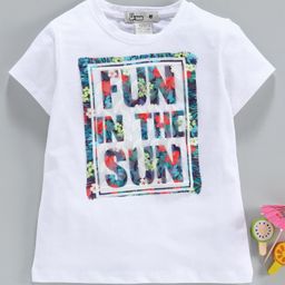 Memory Life Half Sleeves Tee Text Embroidered Patch - White-picture-25