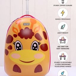 Babyhug Kid's 1 day Trip Small Trolley Bag Giraffe Print Orange - 16 Inches-image-12
