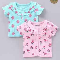 Babyoye Cotton Half Sleeves Jhablas Pack of 2 - Sea Green Pink-image-46