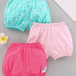 Babyhug 100% Cotton Bloomer Floral Pack of 3 - Pink Blue-image-80