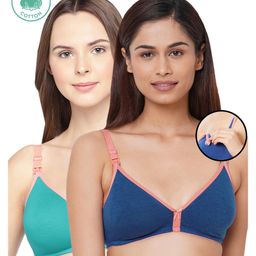 Inner Sense Pack Of 2 Organic Cotton Antimicrobial Soft Nursing Bra  - Multicolor-image-69