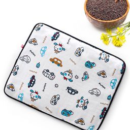 Babyhug Muslin Cotton Head Shaping Mustard Seeds Rai Pillow Car Print - Navy Blue-15