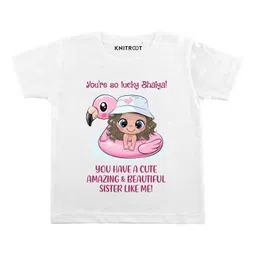 KNITROOT Half Sleeves Beautiful Sister Print Tee - White-picture-20