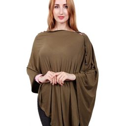 MOMISY Multipurpose Nursing Poncho Style Cover Scarf With Buttons - Green-image-69
