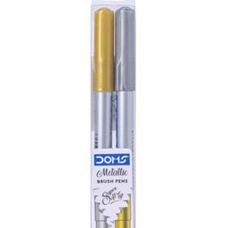 Doms Super Soft Metallic Brush Pens Pack of 2 - Silver Gold-10