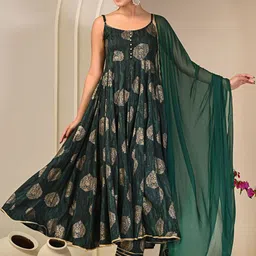 Indi INSIDE Women Ethnic Motifs Printed Empire Kurta with Trousers & With Dupatta-22