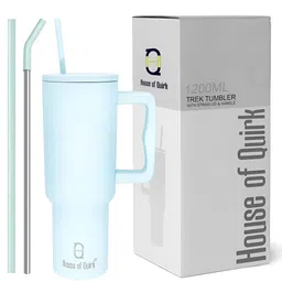 HOUSE OF QUIRK Blue Brand Logo Printed Stainless Steel Double Wall Vacuum Water Bottle1.2L-image-32