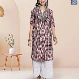 7Threads Selection Of 2 Geometric Printed Round Neck Straight Kurtas-7