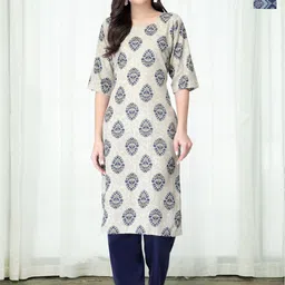 HERE&NOW Women Ethnic Motifs Printed Regular Kurta with Trousers-image-49