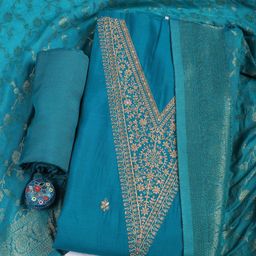Meena Bazaar Embroidered Zari Unstitched Dress Material-image-93