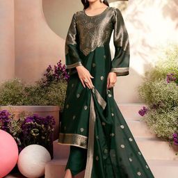 Stylee LIFESTYLE Ethnic Motifs Woven Design Pure Silk Jacquard Unstitched Dress Material-image-47