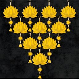 Panchhi Store Yellow Set Of 10 Lotus Toran With Bells-image-51