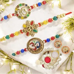 MEIRA JEWELLERY 3-Pcs Rakhi With Roli Chawal & Greeting Card-picture-24