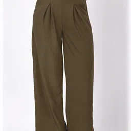Stem Rope Women Brown Cotton Mid-Rise Korean Pants-picture-17