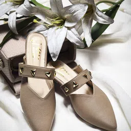 JM Looks Women Embellished Pointed Toe Mules Stylish Trendy Footwear-84