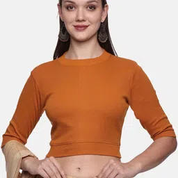 NOT YET by us Round Neck Ribbed Stretchable Saree Blouse-17