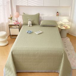 JC HOME Green & Grey Geometric 162 TC Double Queen Bed Cover Set-image-26