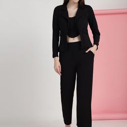 SRUTVA FASHION Single Breasted Crop Blazer With High Waisted Trousers & Inner Co-Ords-image-86