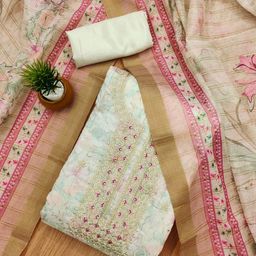 LeeliPeeri Designer Embroidered Art Silk Unstitched Dress Material-image-91