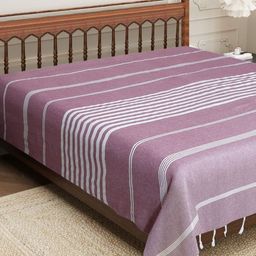 Aura Rose & White Striped 210 TC Cotton King Bedsheet 2.29 m x 2.54 m-image-6