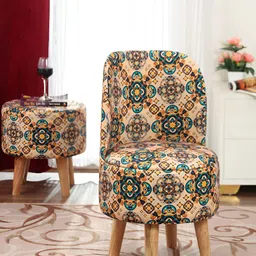 NACIA Green & Beige Printed Chair Pouffes Ottoman-24