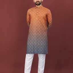 CHARLOTTE GRACIOUS Men Floral Embroidered Sequinned Shadow Work Kurta-picture-15