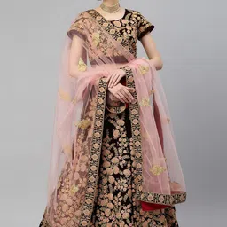 DIVASTRI Embroidered Thread Work Semi-Stitched Lehenga & Unstitched Blouse With Dupatta-picture-41