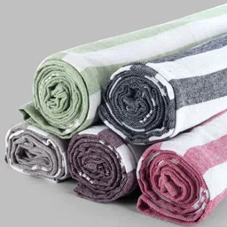 Aura 5-Pcs Pink & Green Striped 180 GSM Pure Cotton Hand Towel-12