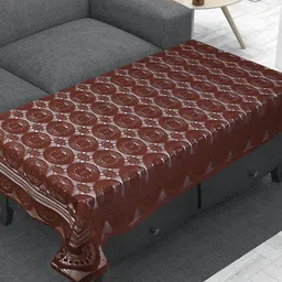 LooMantha Brown and White Floral Anti-Skid Cotton 4-Seater Table Cover-12