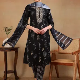 KALINI Women Floral Printed Regular Kurta with Trousers & With Dupatta-picture-34