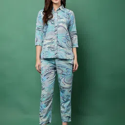 Moda Rapido Printed Shirt Collar Shirt With Trousers Co-Ords-picture-14